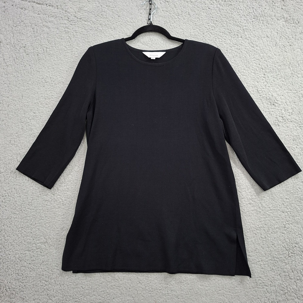 Exclusively Misook Woman Black Tunic Top L Classic Dressy Old Money Modest Work
